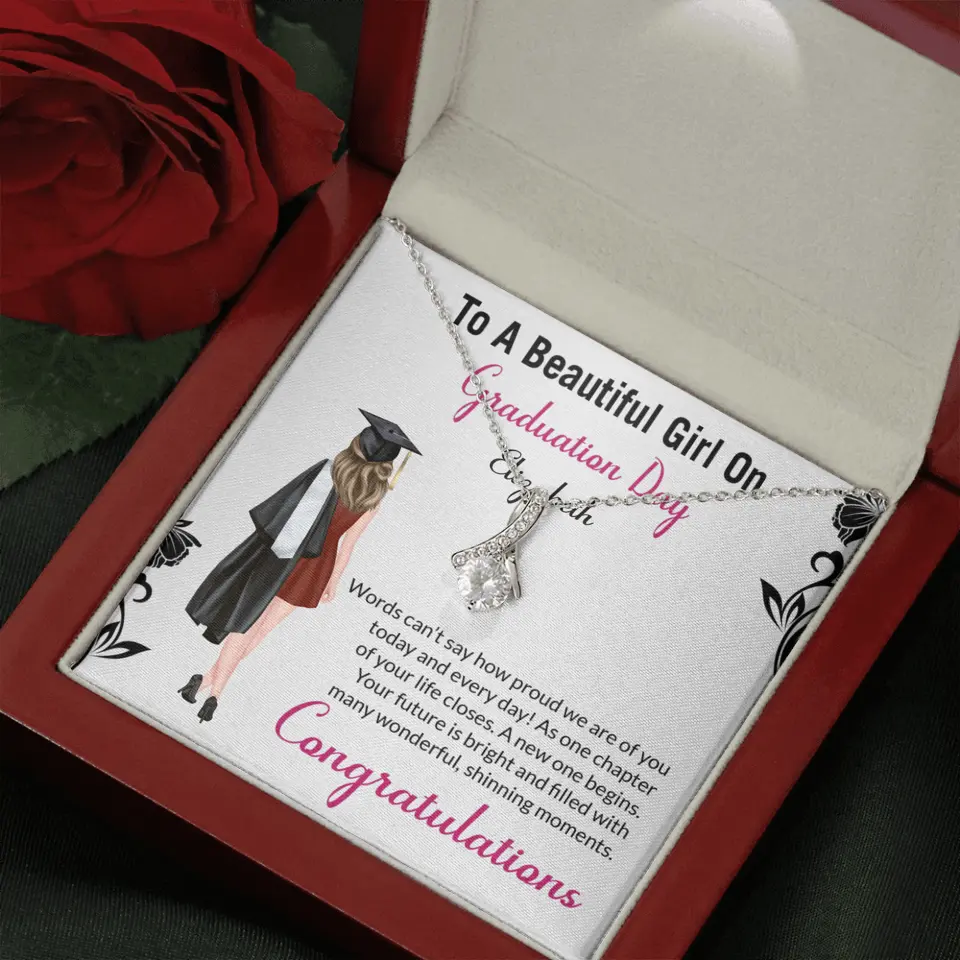 To A Beautiful Girl On Graduation Day - Personalized Necklace - Graduation Gift For Daughter/Sister - Image 46