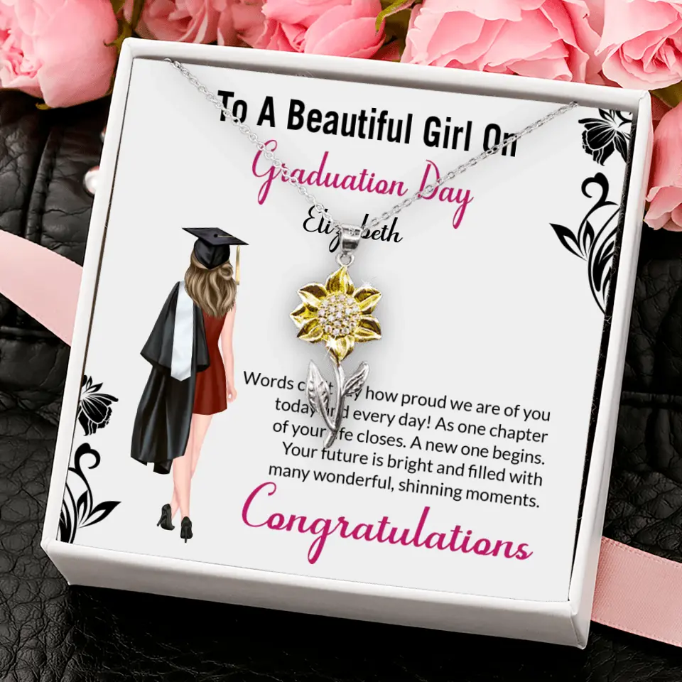 To A Beautiful Girl On Graduation Day - Personalized Necklace - Graduation Gift For Daughter/Sister - Image 74