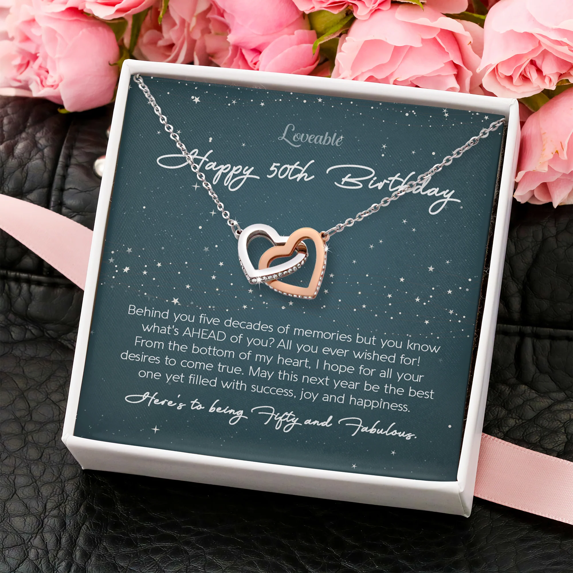 To Being Fifty and Fabulous - Happy 50th Birthday Necklace - Image 3
