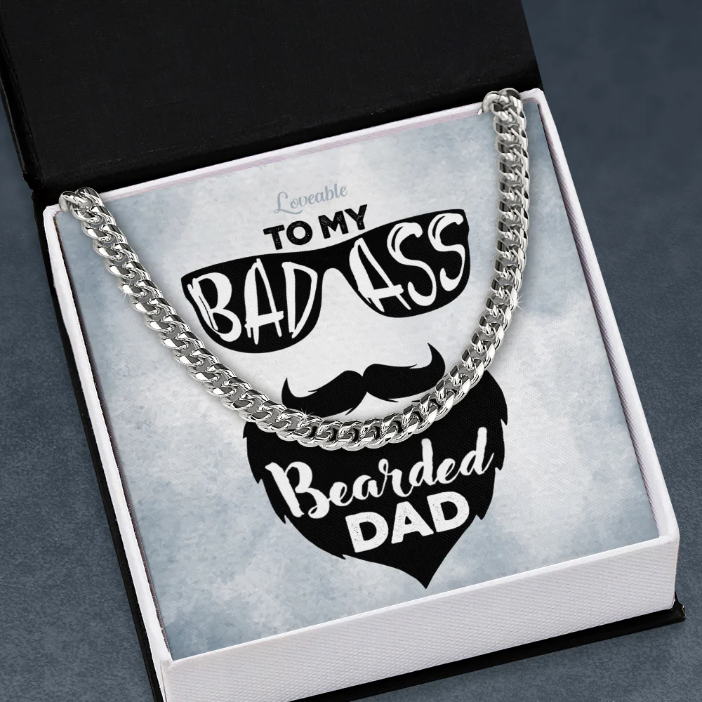 To My Badass Bearded Dad - Personalized Keychain - Image 2