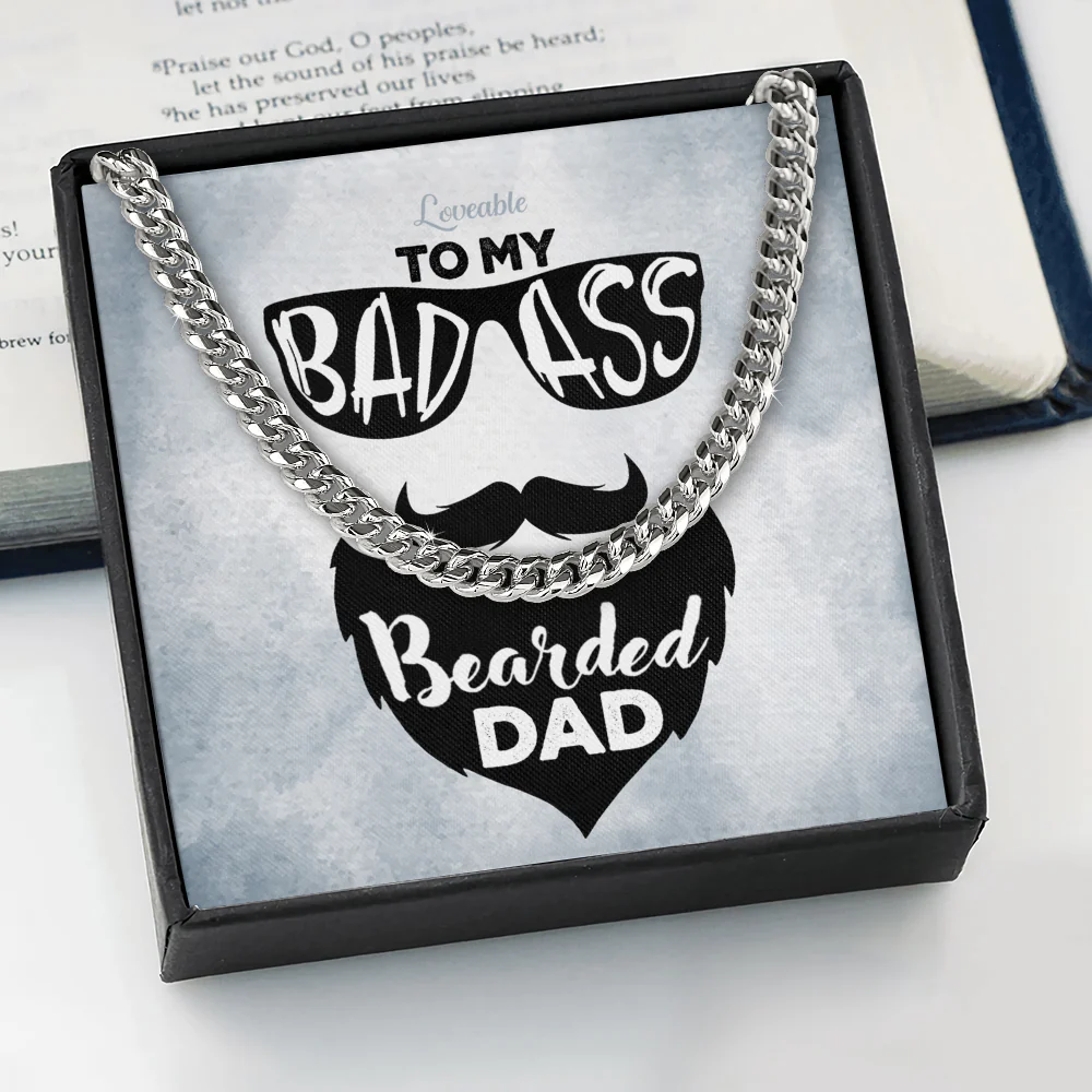 To My Badass Bearded Dad - Personalized Keychain - Image 3