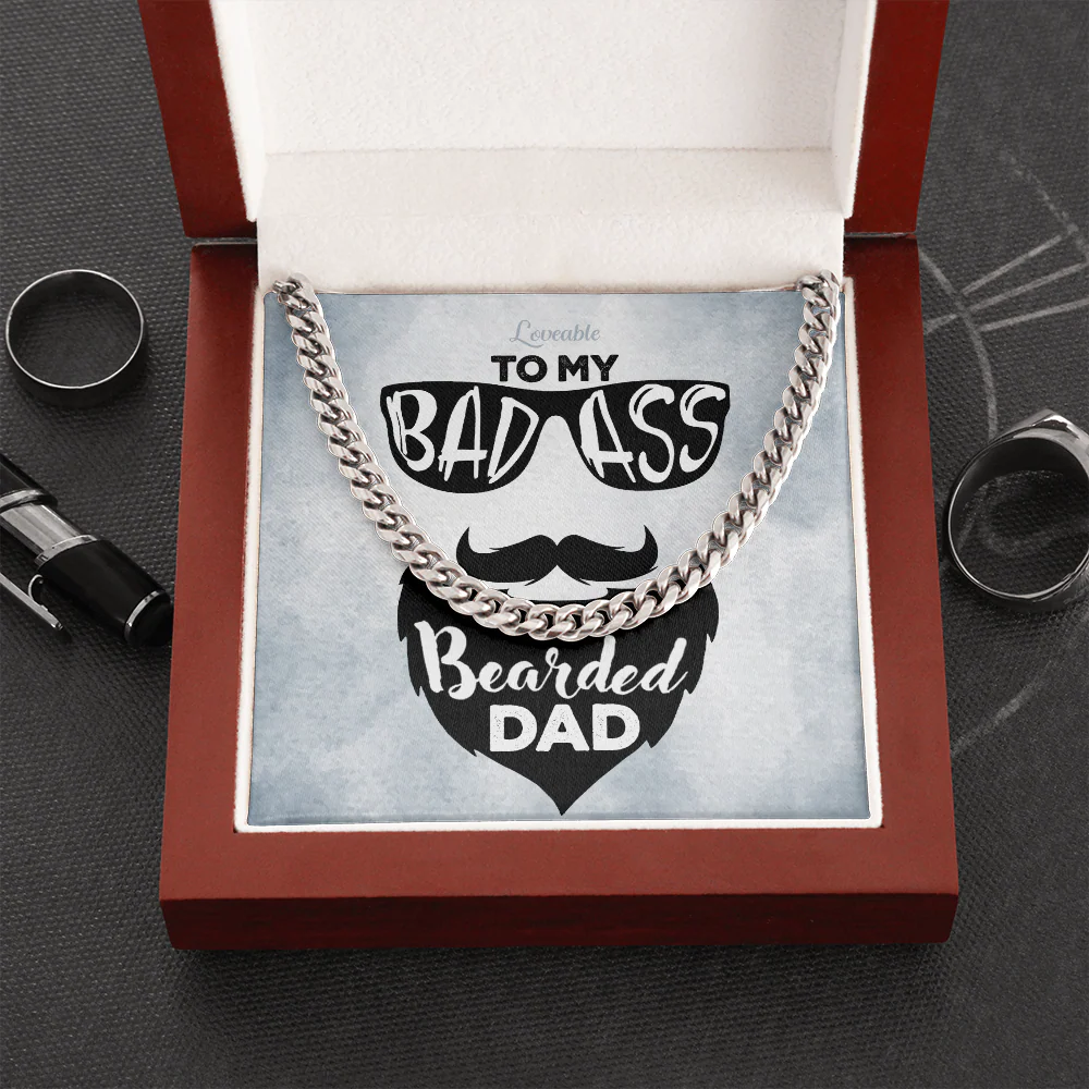 To My Badass Bearded Dad - Personalized Keychain - Image 5