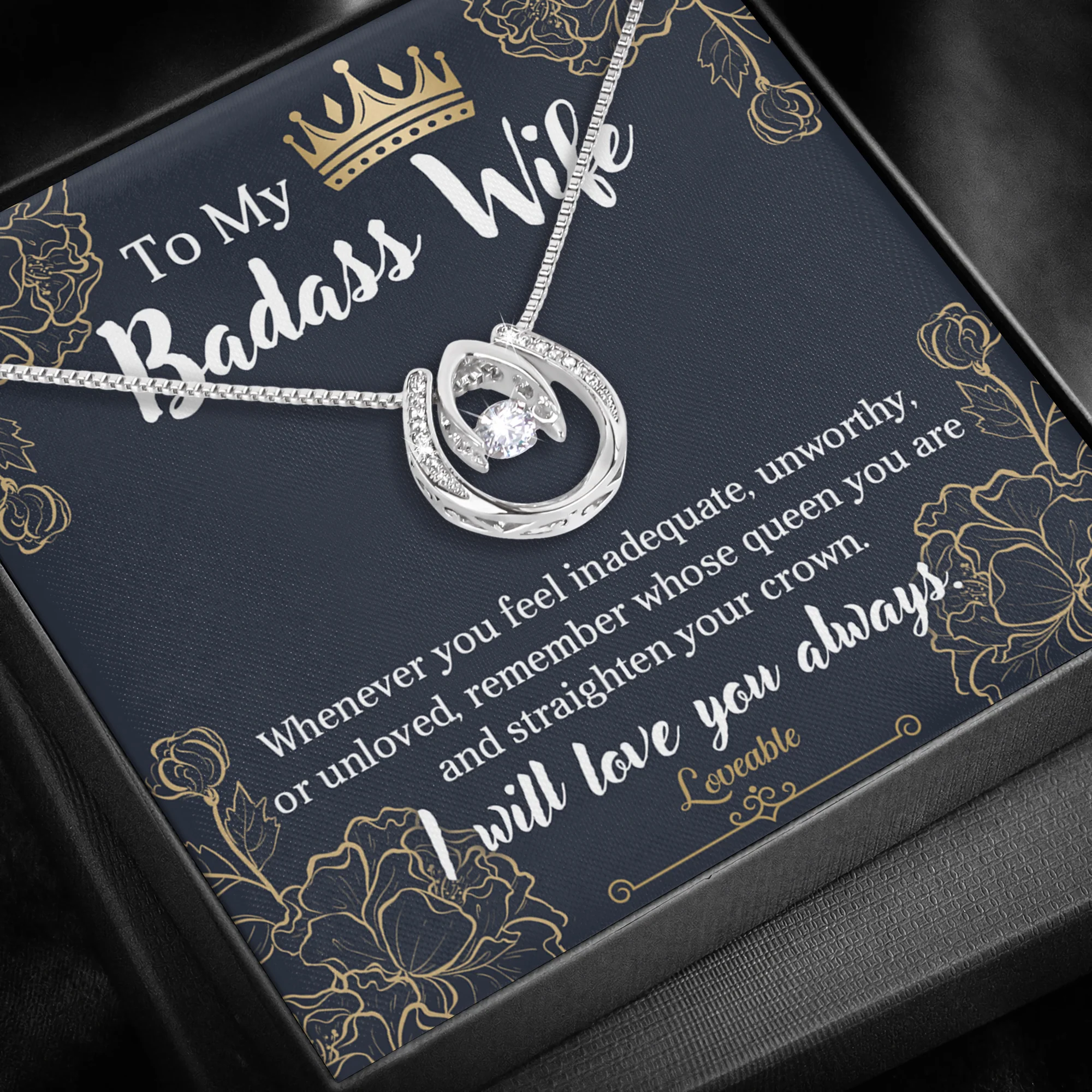 To My Badass Wife, I Wil Love You Always - White Gold Necklace - Gift For Wife - Image 3