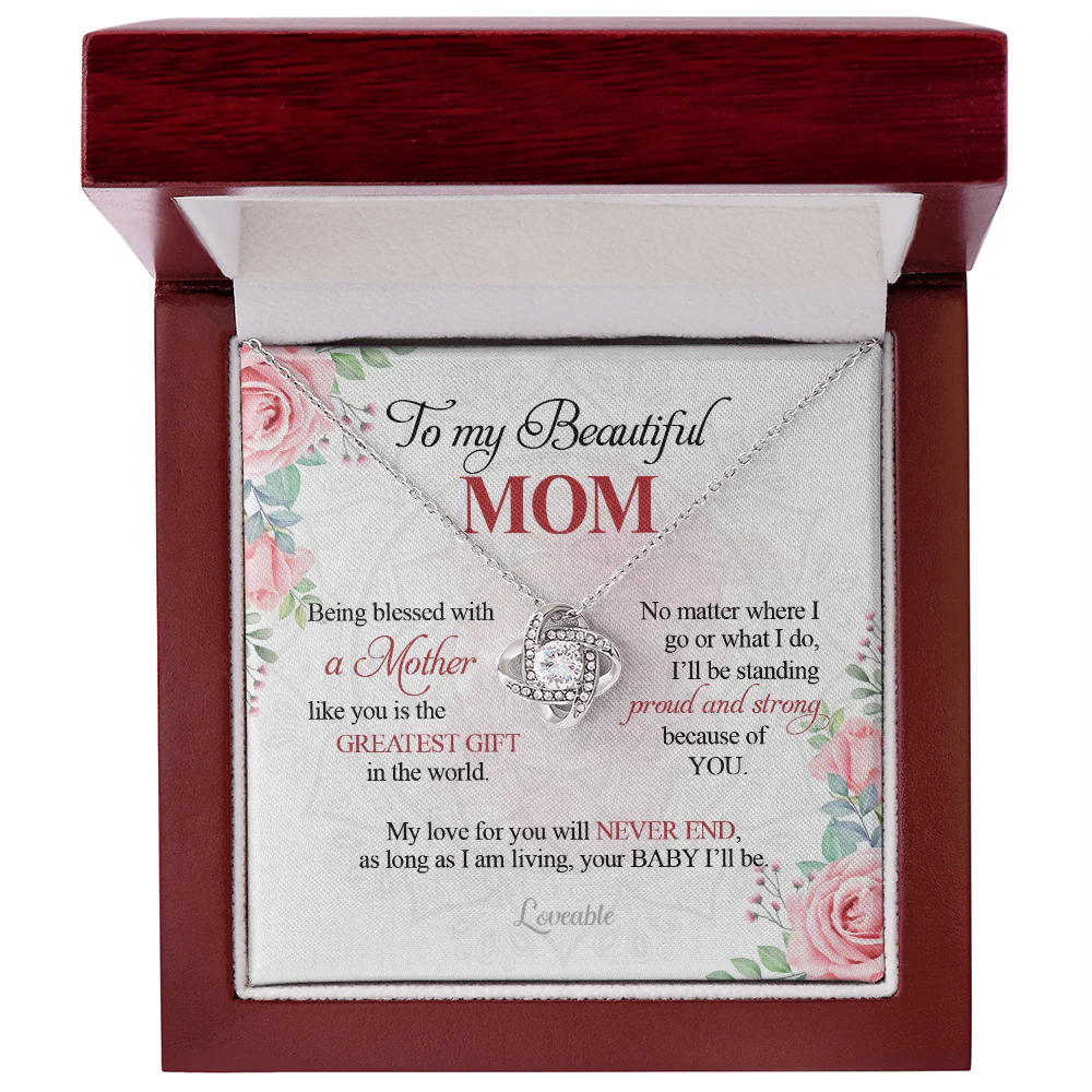 To My Beautiful Mom, My Love for You will Never End, Mom Gift from Daughter Son, Love Knot Necklace - Image 4