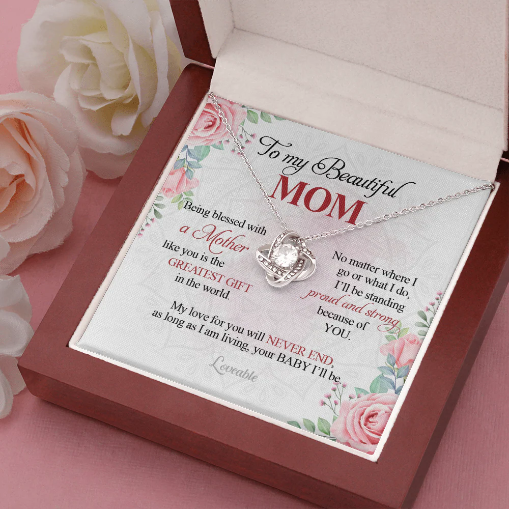 To My Beautiful Mom, My Love for You will Never End, Mom Gift from Daughter Son, Love Knot Necklace - Image 6