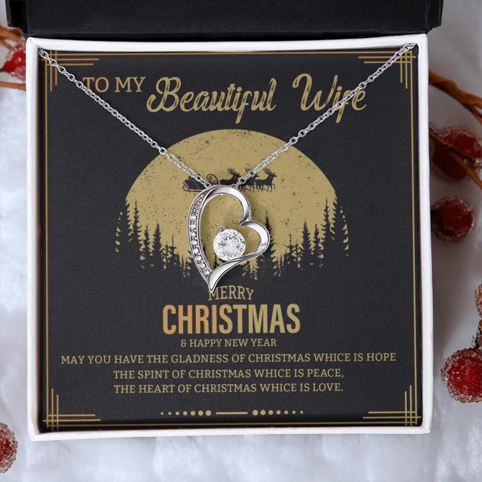 To My Beautiful Wife Merry Christmas - Personalized Christmas Gift for Her/Wife - Best Meaningful Gift for your Lovers - White Gold Necklace For Christmas - 210IHPNPJE432 - Image 18