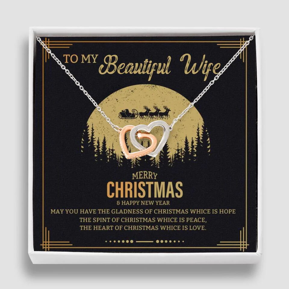 To My Beautiful Wife Merry Christmas - Personalized Christmas Gift for Her/Wife - Best Meaningful Gift for your Lovers - White Gold Necklace For Christmas - 210IHPNPJE432 - Image 2