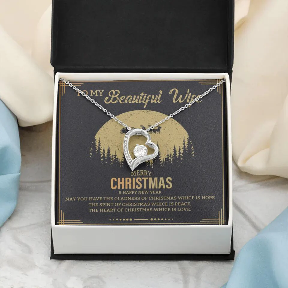To My Beautiful Wife Merry Christmas - Personalized Christmas Gift for Her/Wife - Best Meaningful Gift for your Lovers - White Gold Necklace For Christmas - 210IHPNPJE432 - Image 20