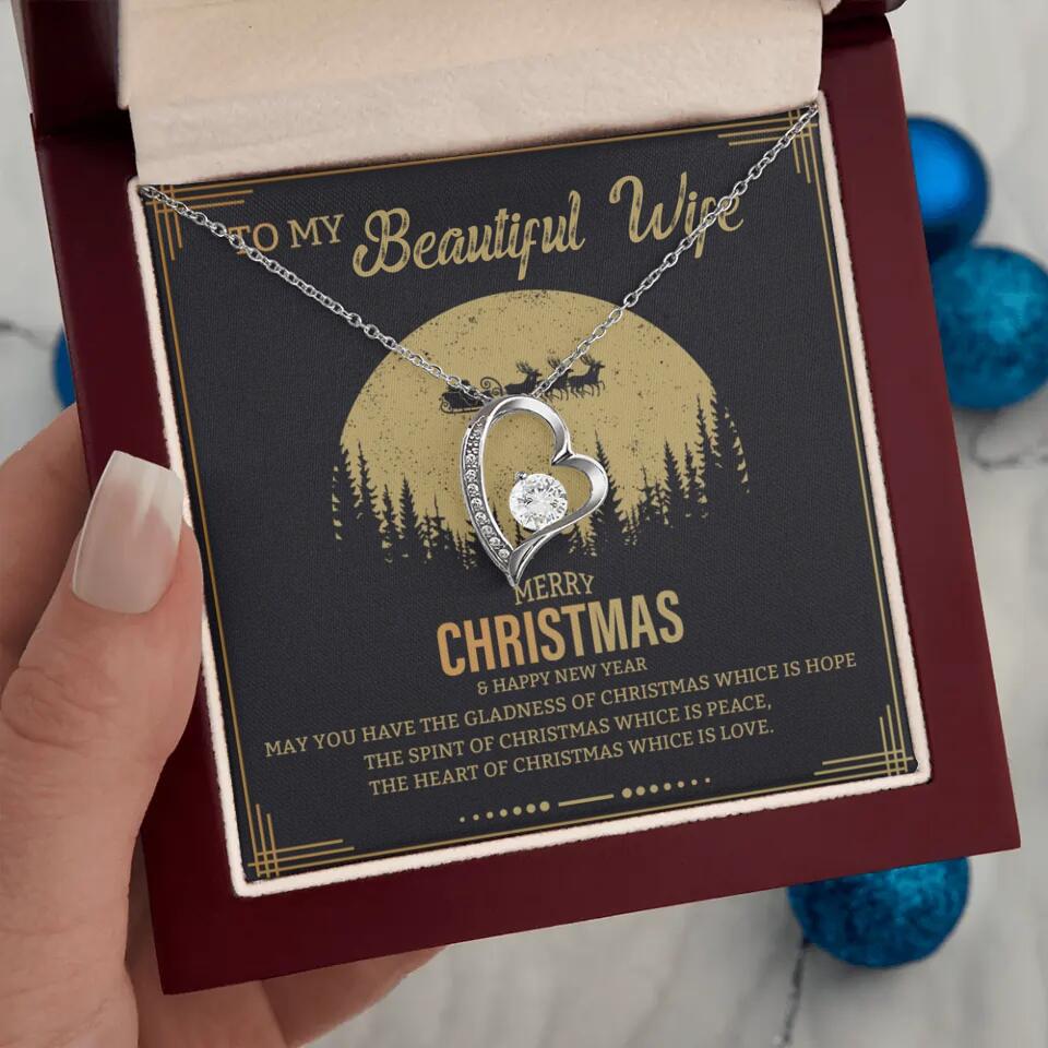 To My Beautiful Wife Merry Christmas - Personalized Christmas Gift for Her/Wife - Best Meaningful Gift for your Lovers - White Gold Necklace For Christmas - 210IHPNPJE432 - Image 25