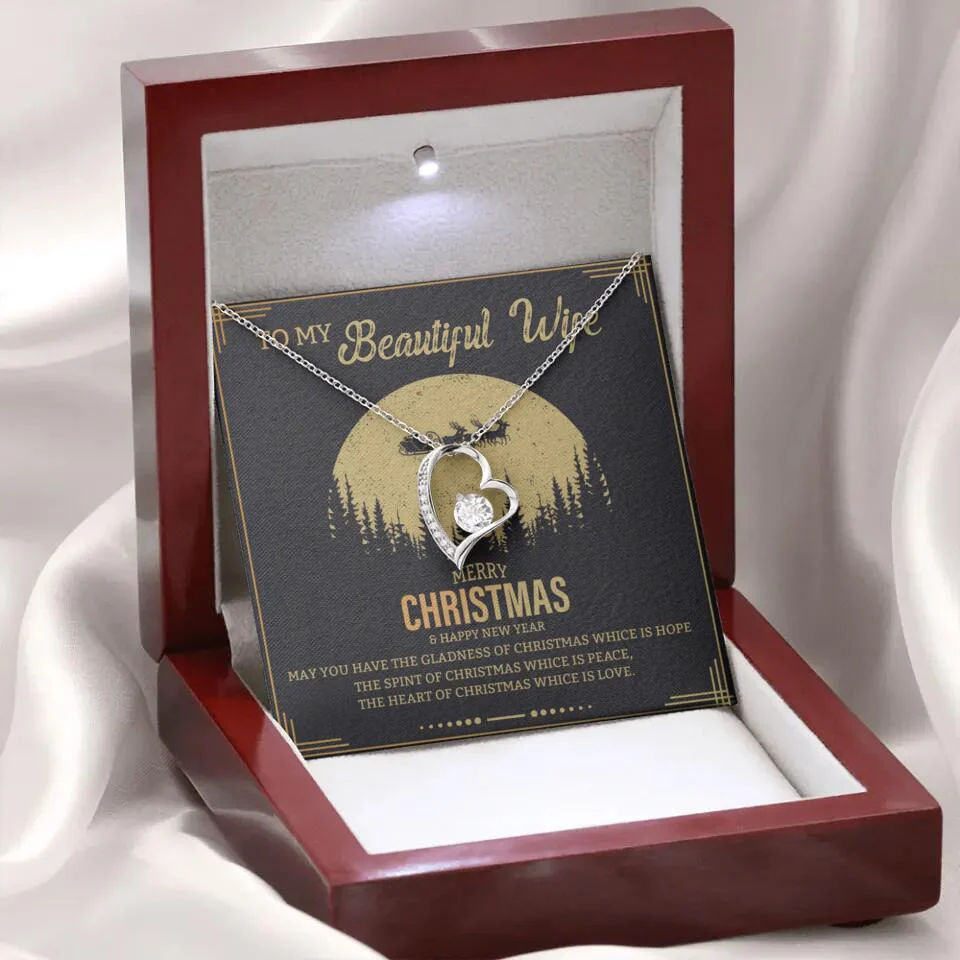 To My Beautiful Wife Merry Christmas - Personalized Christmas Gift for Her/Wife - Best Meaningful Gift for your Lovers - White Gold Necklace For Christmas - 210IHPNPJE432 - Image 29