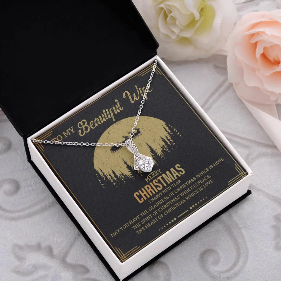To My Beautiful Wife Merry Christmas - Personalized Christmas Gift for Her/Wife - Best Meaningful Gift for your Lovers - White Gold Necklace For Christmas - 210IHPNPJE432 - Image 45