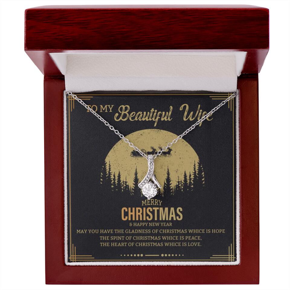 To My Beautiful Wife Merry Christmas - Personalized Christmas Gift for Her/Wife - Best Meaningful Gift for your Lovers - White Gold Necklace For Christmas - 210IHPNPJE432 - Image 47