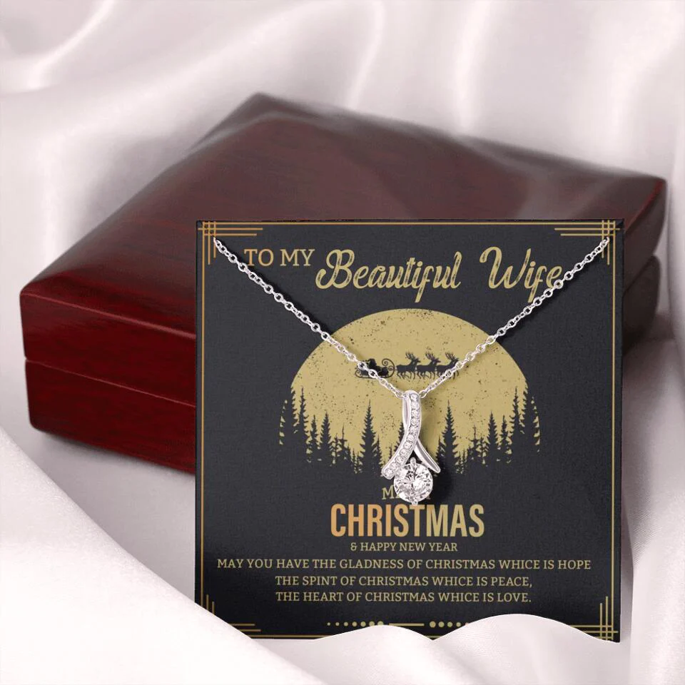 To My Beautiful Wife Merry Christmas - Personalized Christmas Gift for Her/Wife - Best Meaningful Gift for your Lovers - White Gold Necklace For Christmas - 210IHPNPJE432 - Image 49