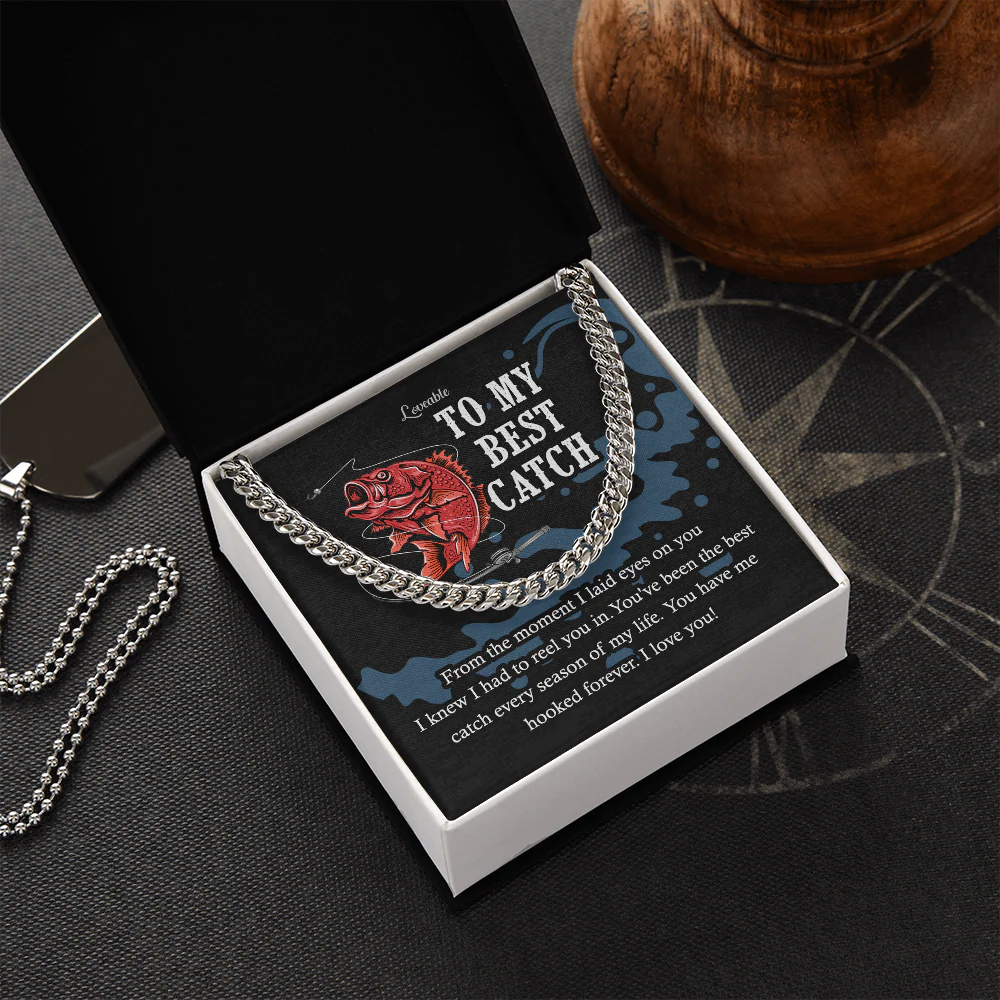 To My Best Catch In Life Personalized White Gold Necklace Birthday Gifts for Him - Image 2