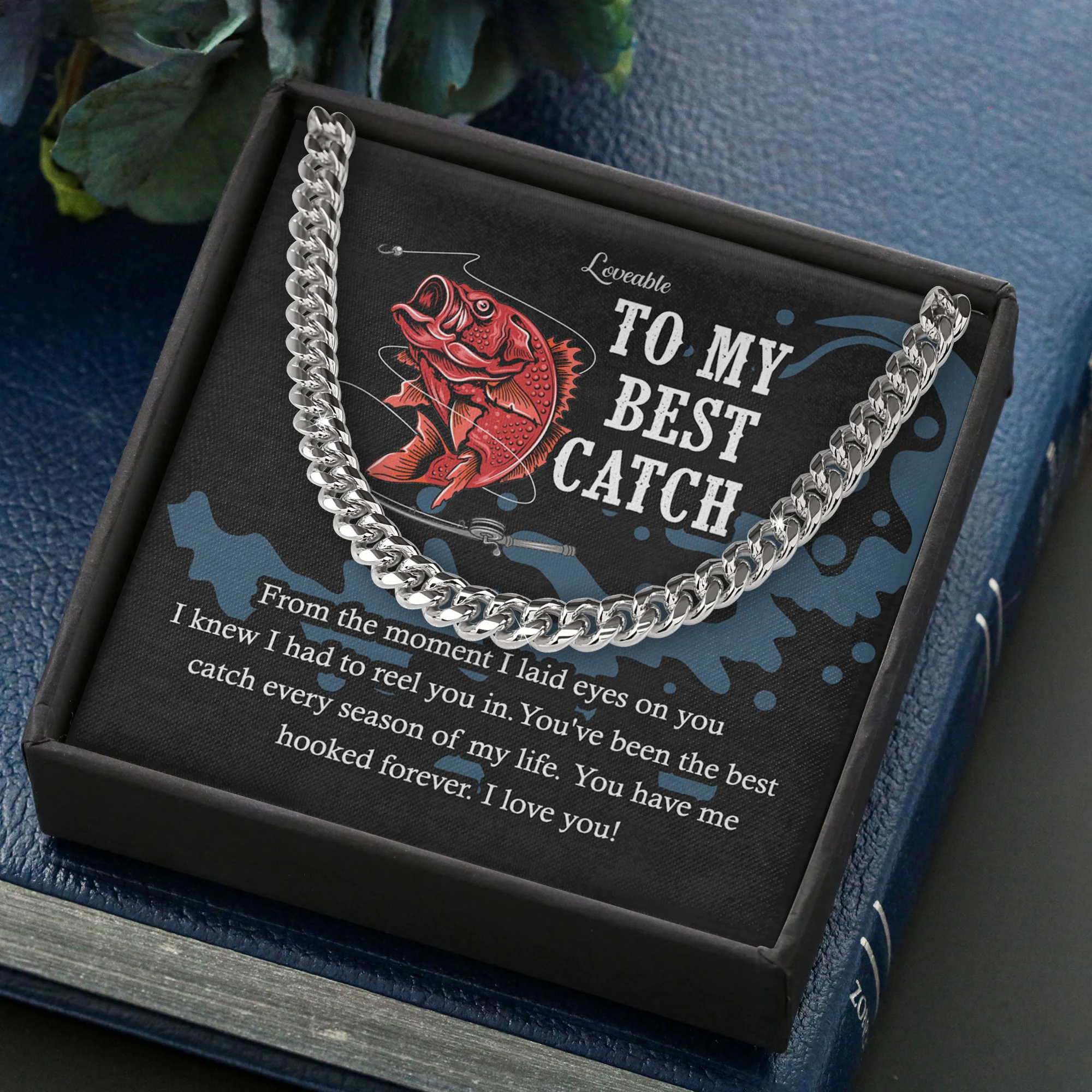 To My Best Catch In Life Personalized White Gold Necklace Birthday Gifts for Him - Image 4
