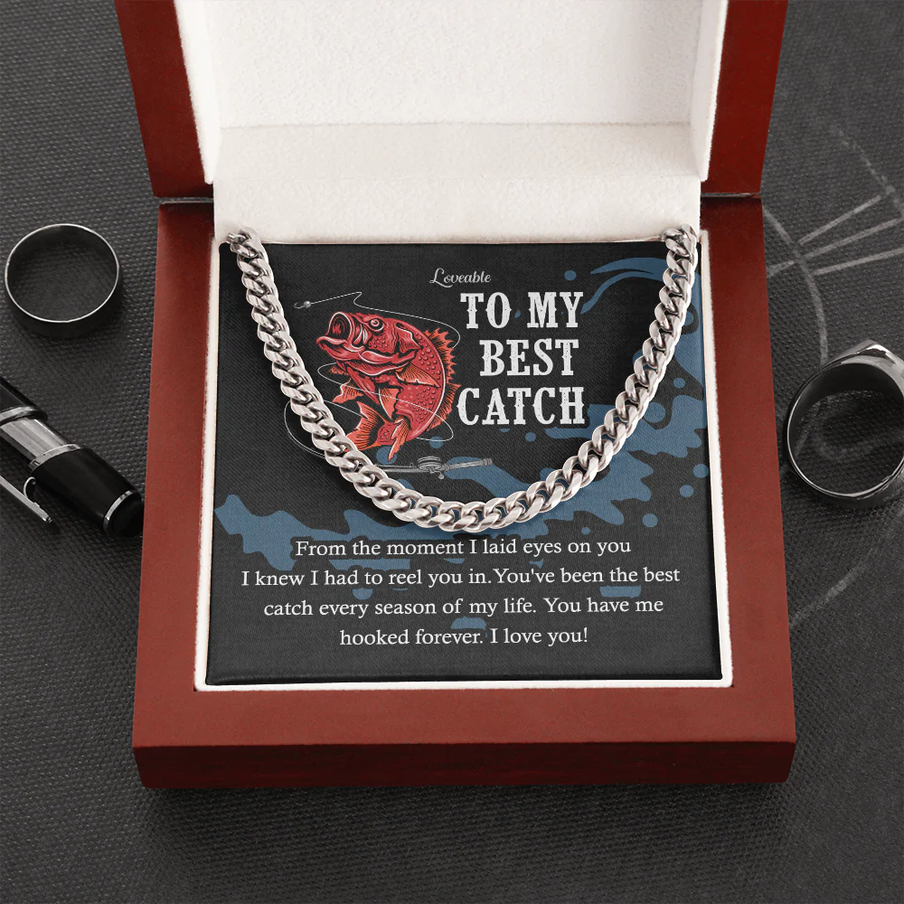 To My Best Catch In Life Personalized White Gold Necklace Birthday Gifts for Him - Image 5