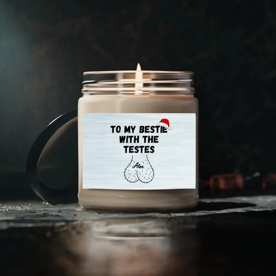 To My Bestie With The Testes - Personalized Scented Candle - Funny Christmas Gift For BFF - Image 2