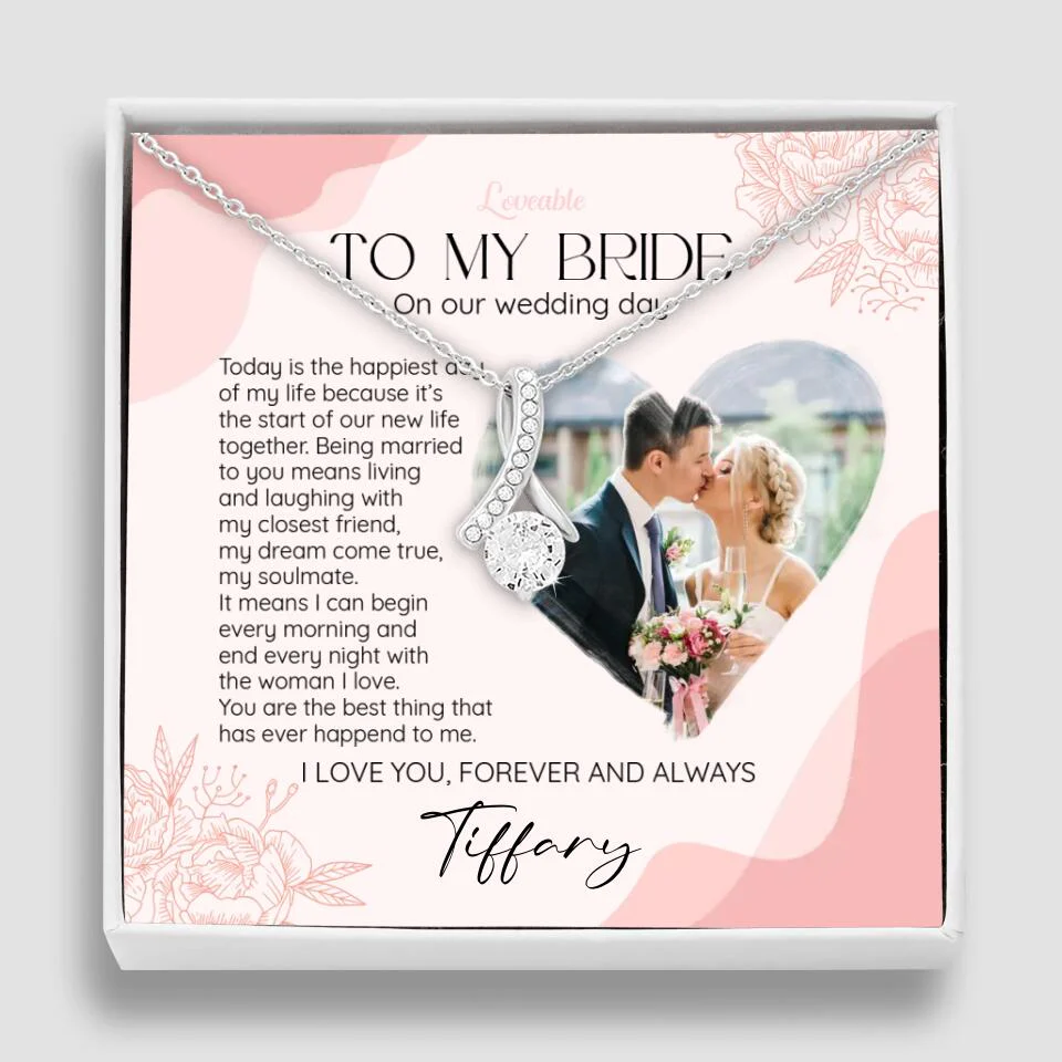 To My Bride on Our Wedding Day Personalized Necklace - Image 45