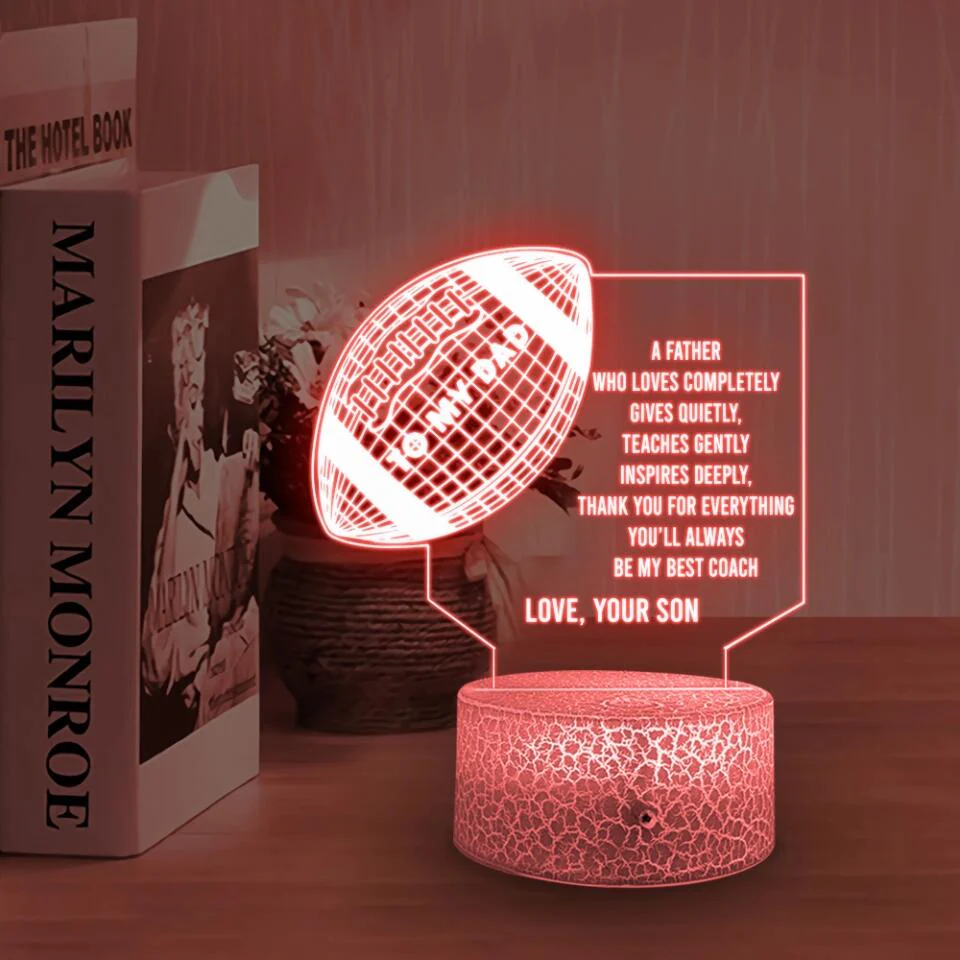 To My Dad Football Dad Best Coach Custom 3D Light Father's Day Gifts - Image 4