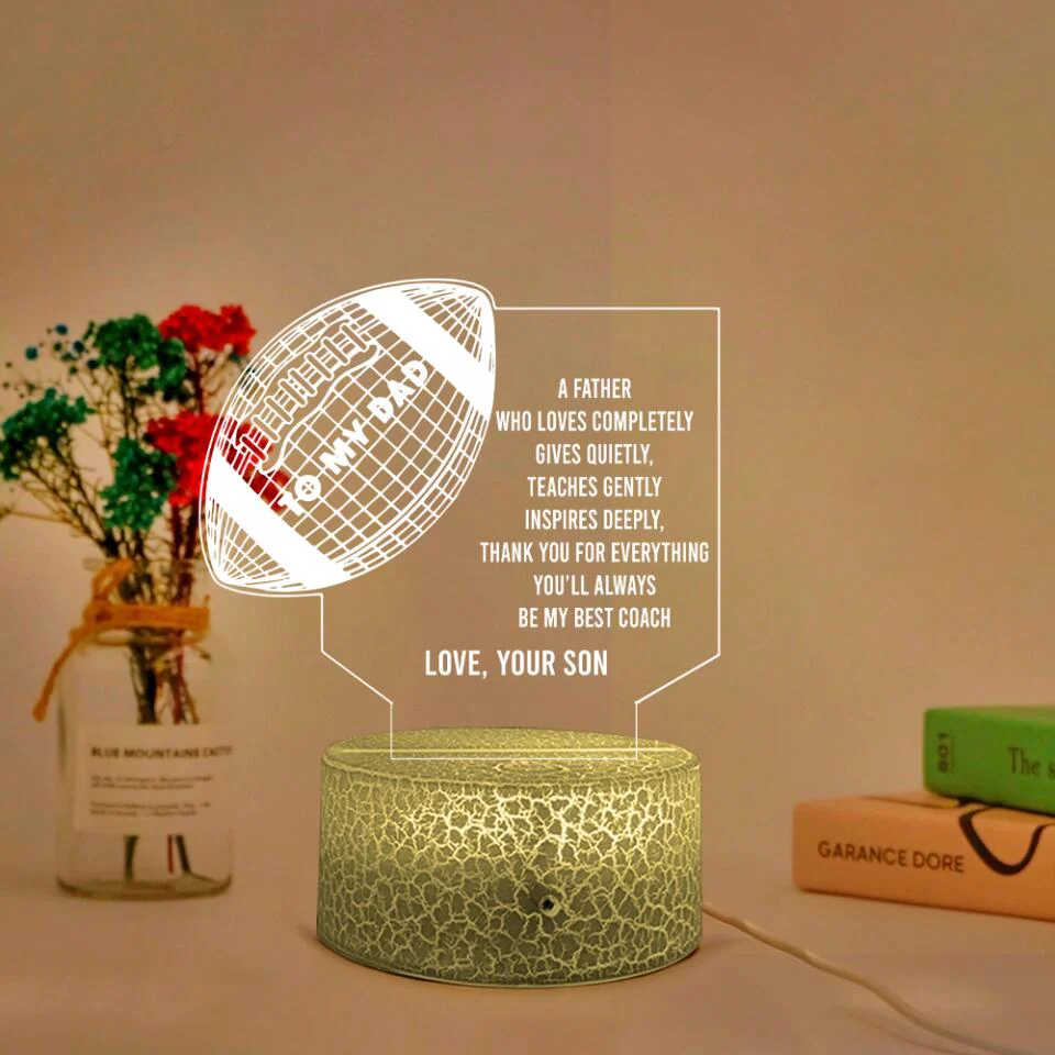 To My Dad Football Dad Best Coach Custom 3D Light Father's Day Gifts - Image 5