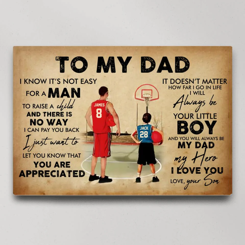 To My Dad My Dad Basket Bros Custom Canvas Poster Gift For Dad Basketball Lovers - Image 3