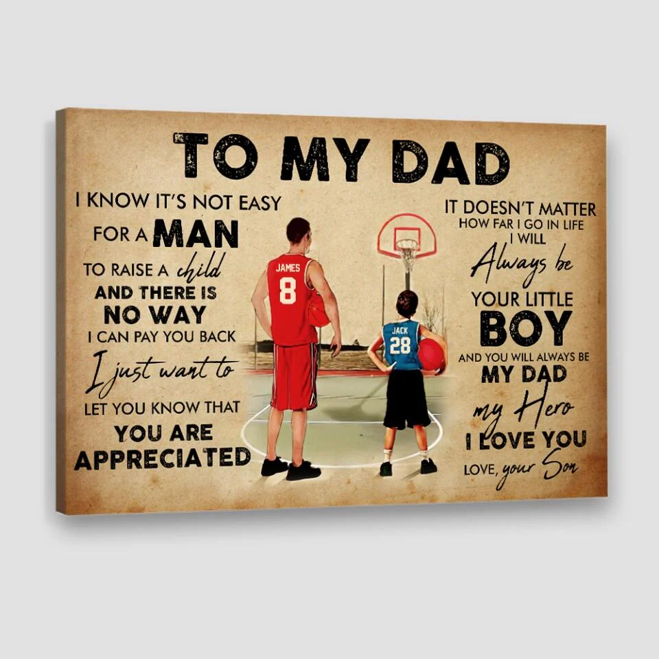 To My Dad My Dad Basket Bros Custom Canvas Poster Gift For Dad Basketball Lovers - Image 4