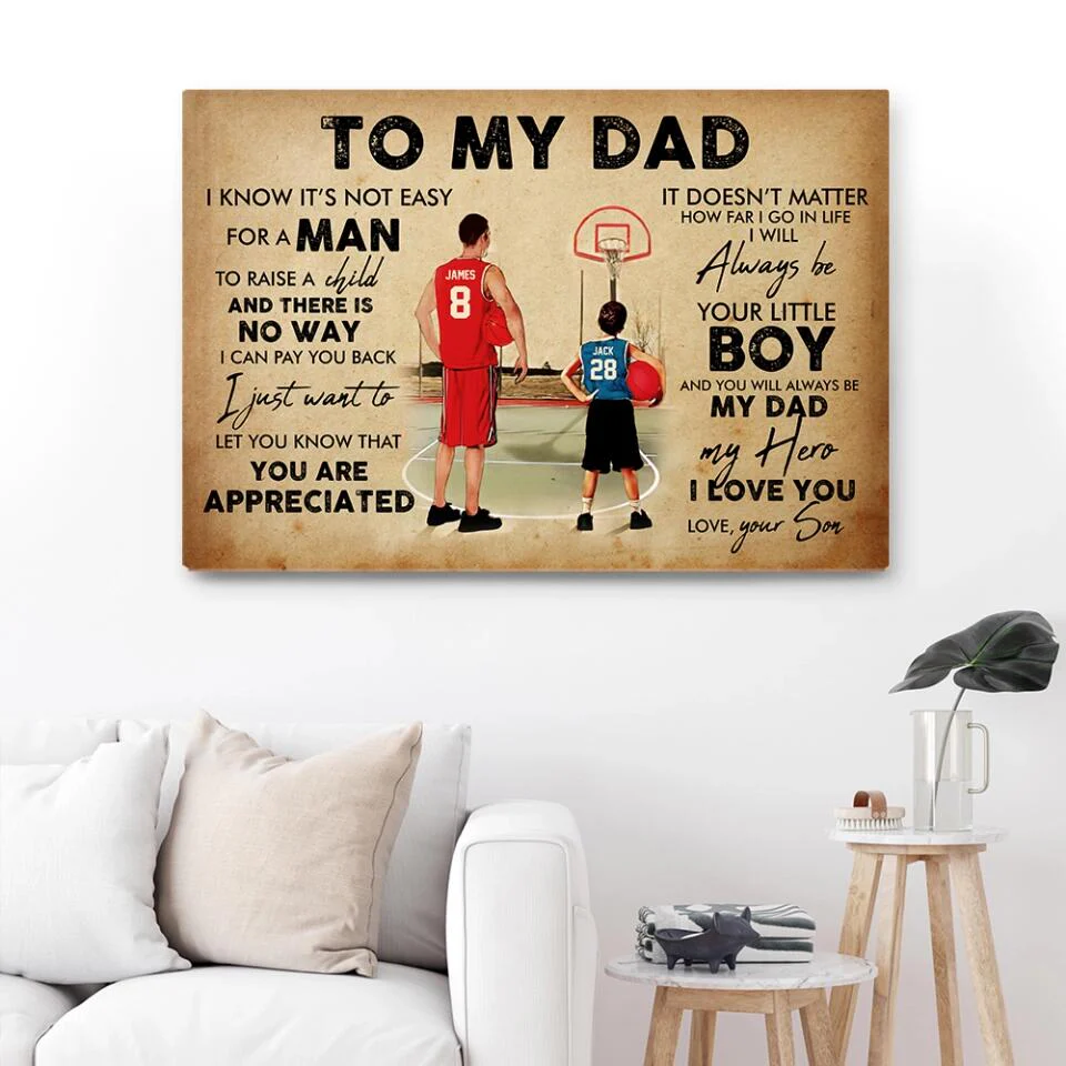 To My Dad My Dad Basket Bros Custom Canvas Poster Gift For Dad Basketball Lovers - Image 7