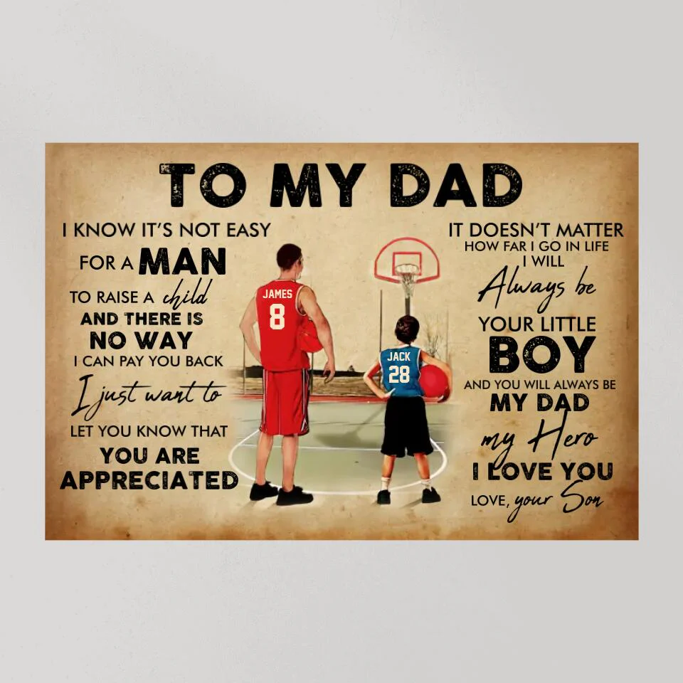To My Dad My Dad Basket Bros Custom Canvas Poster Gift For Dad Basketball Lovers - Image 9