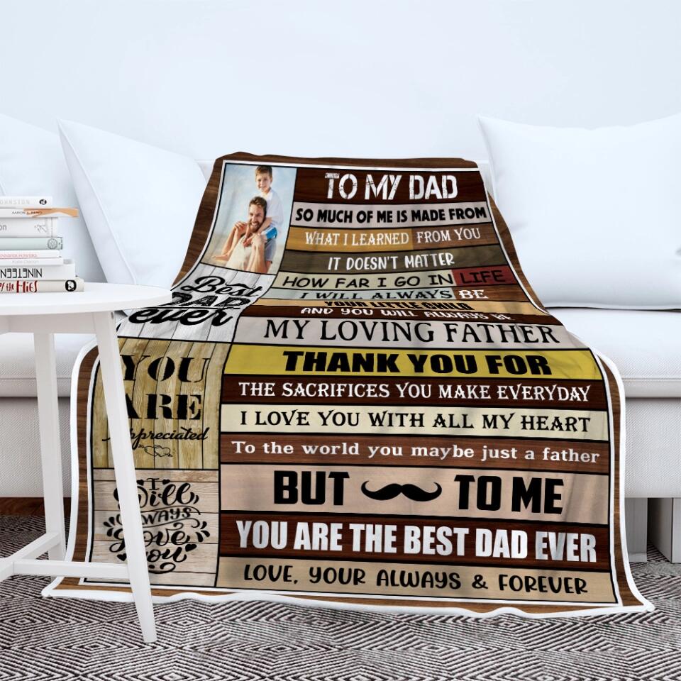 To My Dad, You're The Best Dad Ever - Custom Photo Fleece Blanket Gift For Dad/ Grandpa - 212IHNLNBL890 - Image 10