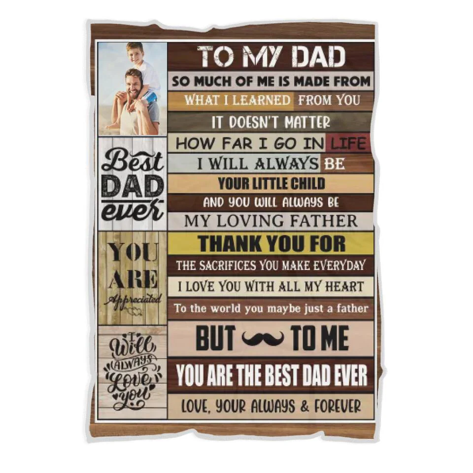 To My Dad, You're The Best Dad Ever - Custom Photo Fleece Blanket Gift For Dad/ Grandpa - 212IHNLNBL890 - Image 6
