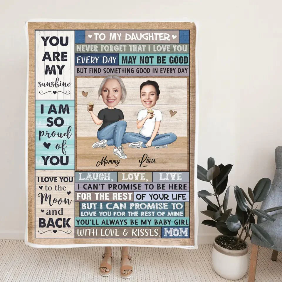 To My Daughter, I'm So Proud of You - Best custom Photo and Name Fleece Blanket Gift Idea for Daughter/ For Her - 212IHNLNBL899 - Image 3