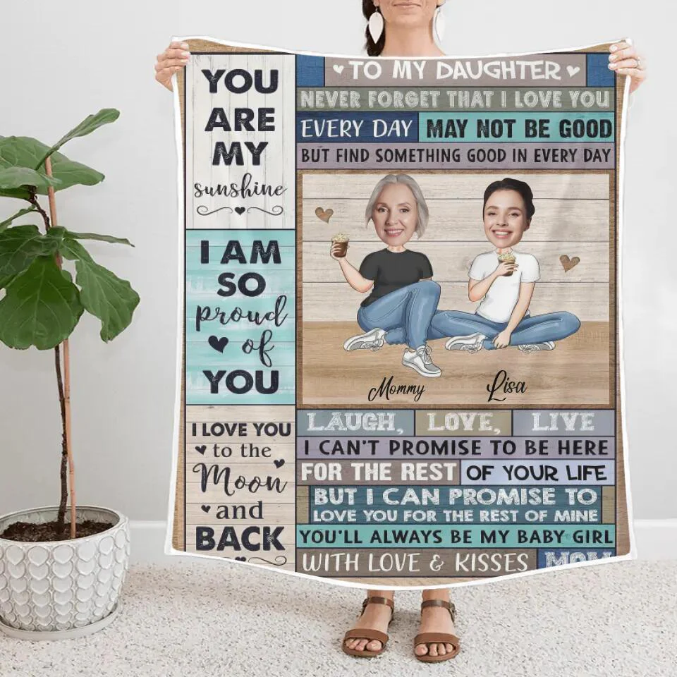 To My Daughter, I'm So Proud of You - Best custom Photo and Name Fleece Blanket Gift Idea for Daughter/ For Her - 212IHNLNBL899 - Image 5