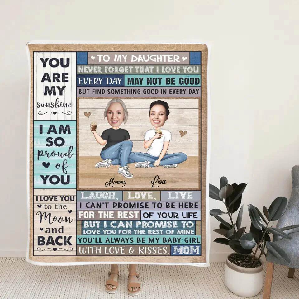 To My Daughter, I'm So Proud of You - Best custom Photo and Name Fleece Blanket Gift Idea for Daughter/ For Her - 212IHNLNBL899 - Image 6
