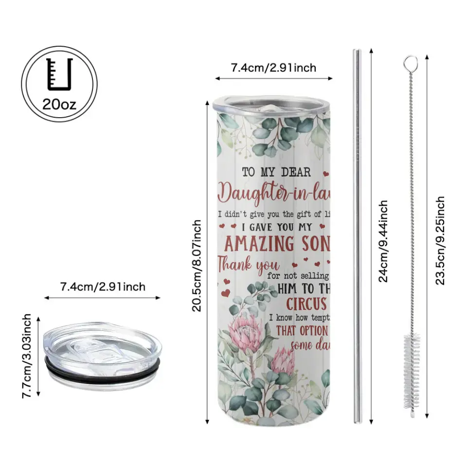 To My Dear Daughter In Law - 20Oz Skinny Tumbler - Image 5