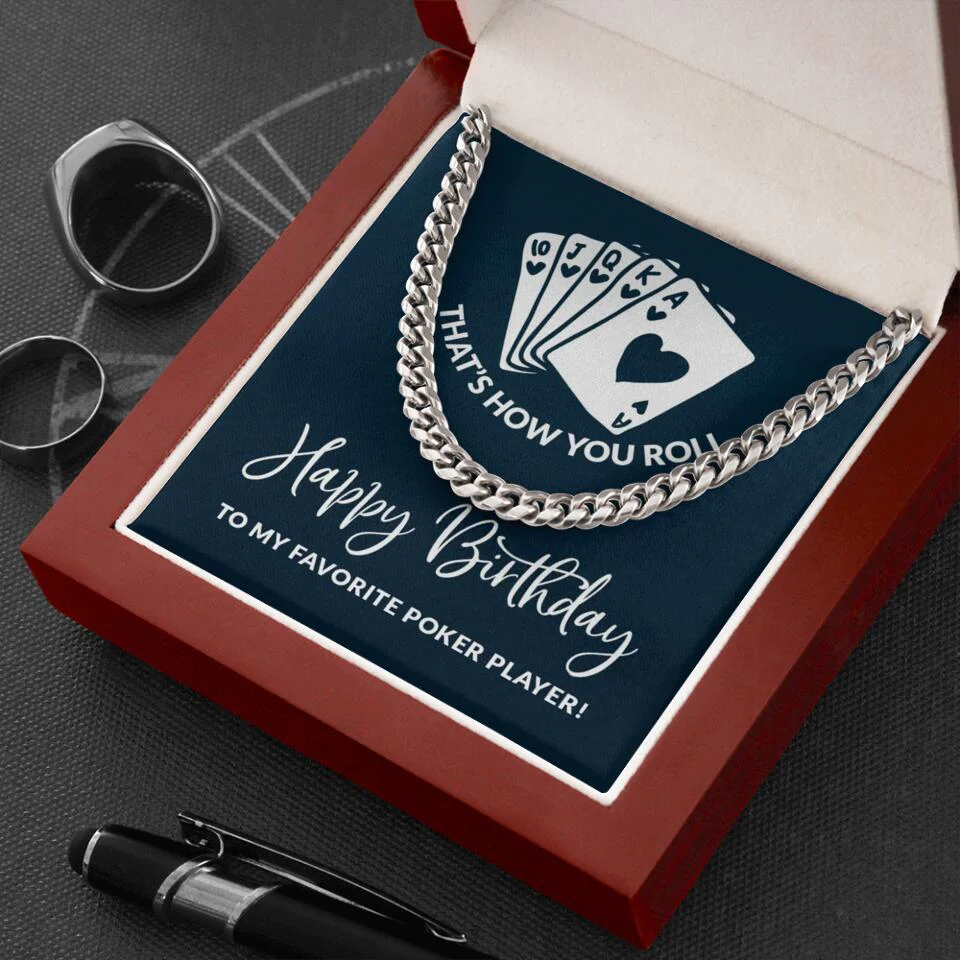 Personalized Valentine Gifts - To My Favorite Poker Player Cuban Link Chain Gift For Poker Lover - Image 7
