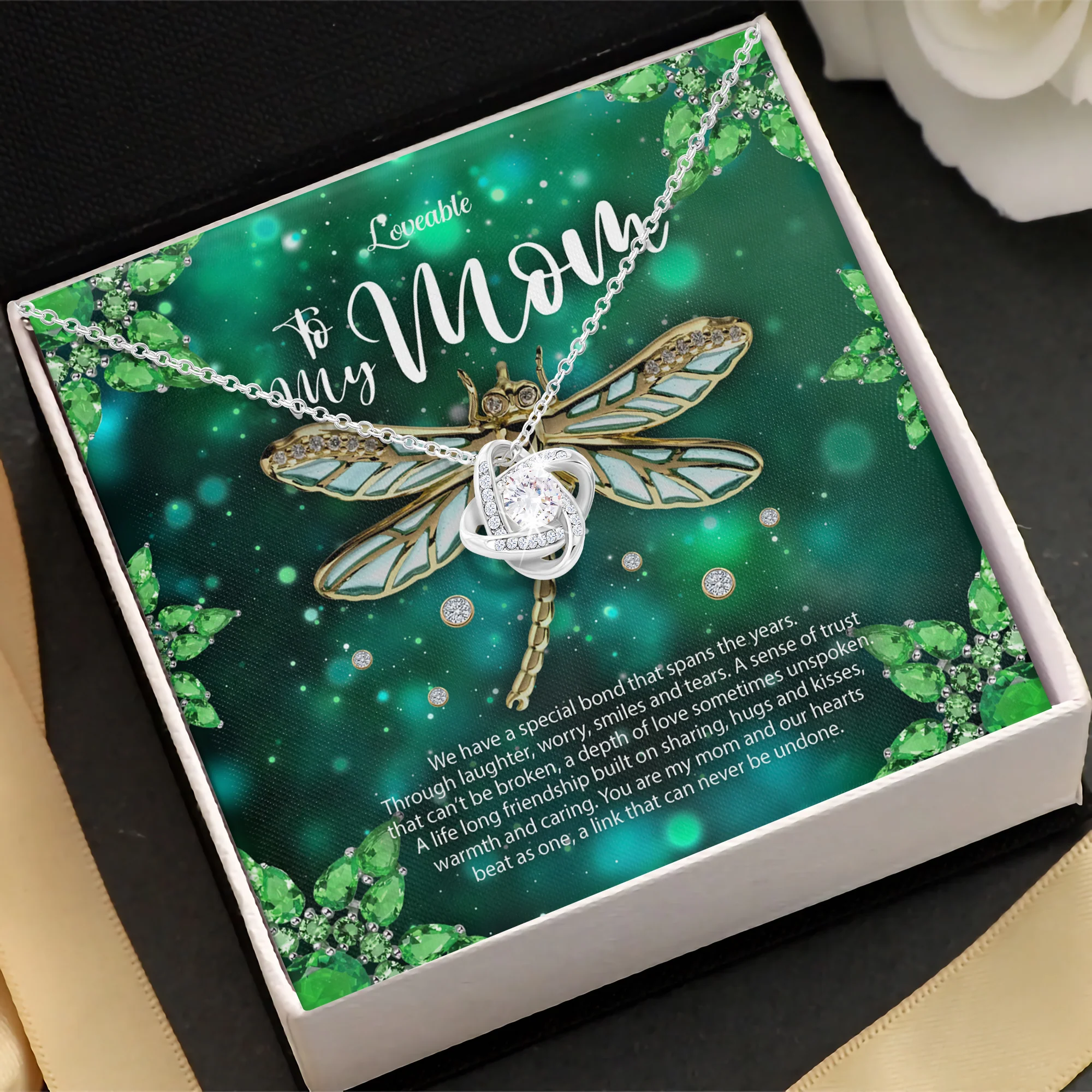 To My Gorgeous Mom Personalized White Gold Necklace