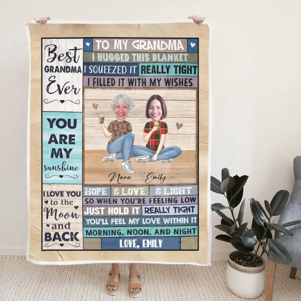 To My Grandma Best Grandma Ever - Personalized Upload Photo Blanket - Image 4
