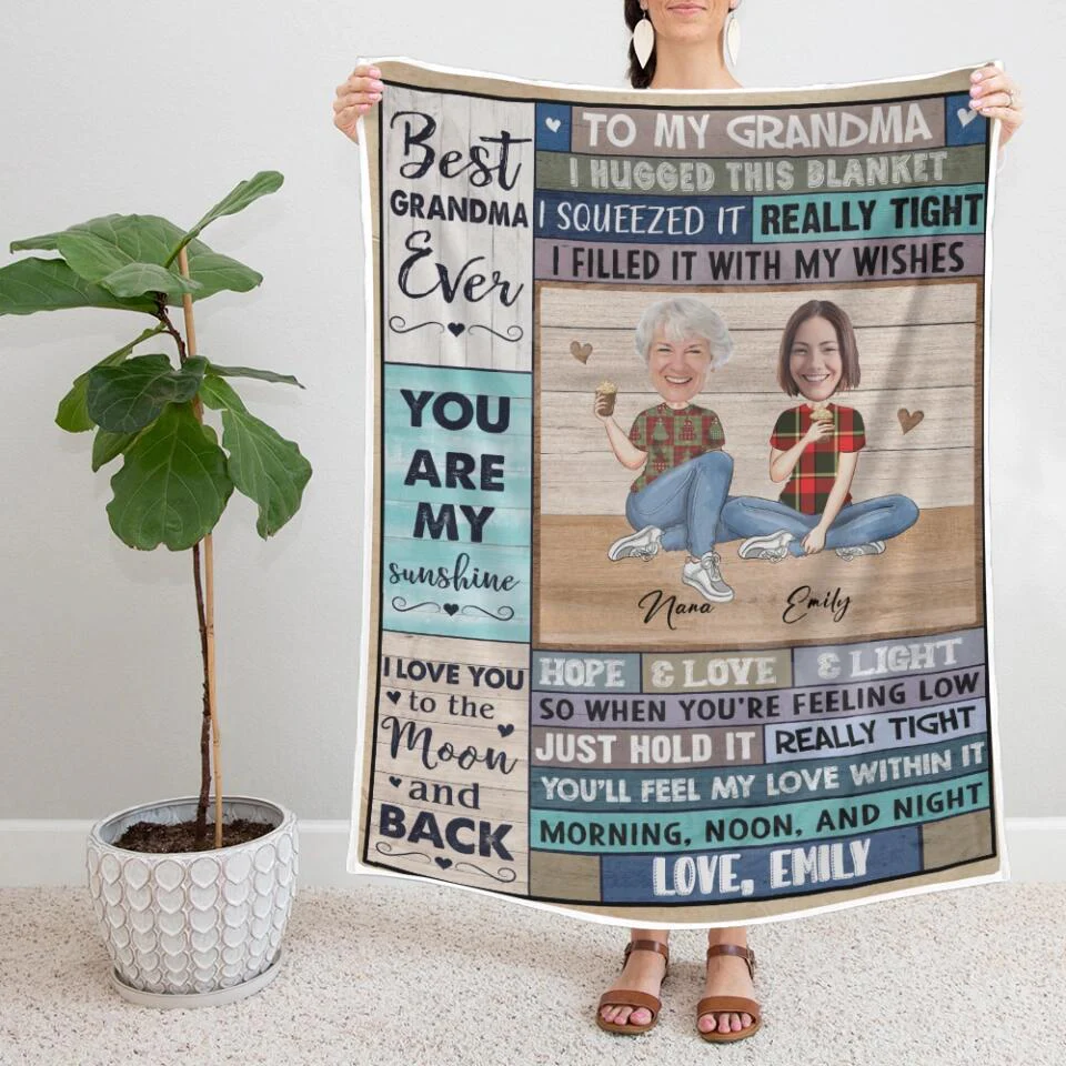 To My Grandma Best Grandma Ever - Personalized Upload Photo Blanket - Image 5