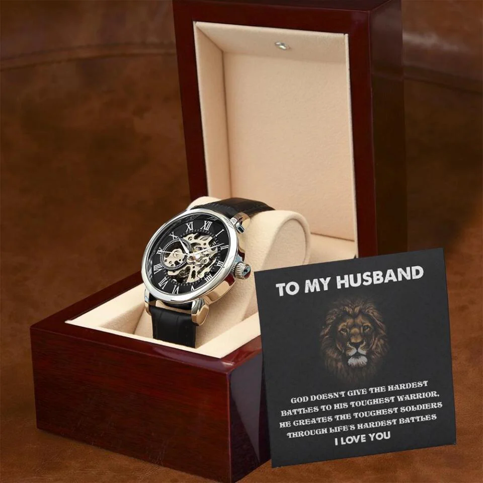 To My Husband Christian Quote Openwork Watch - God Gift For Husband - Image 4