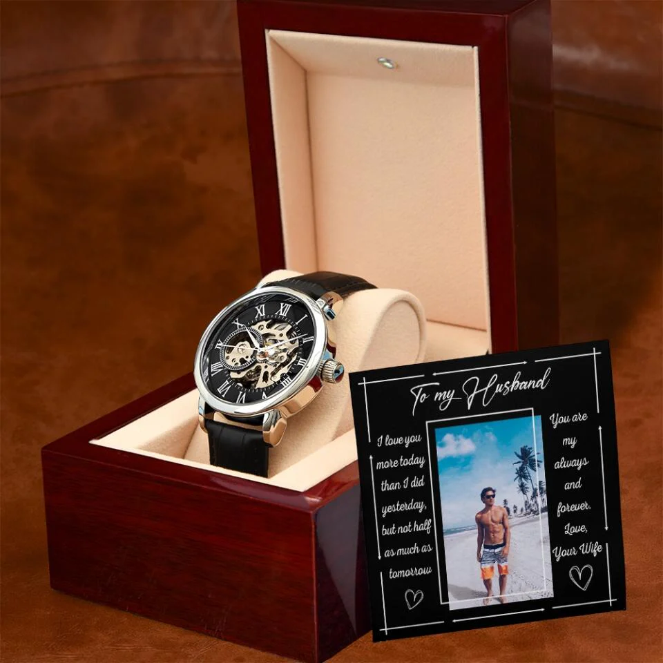To My Husband from Wife, Personalized Men's Luxury Watch, Wedding Anniversary Gift for Him - Image 5