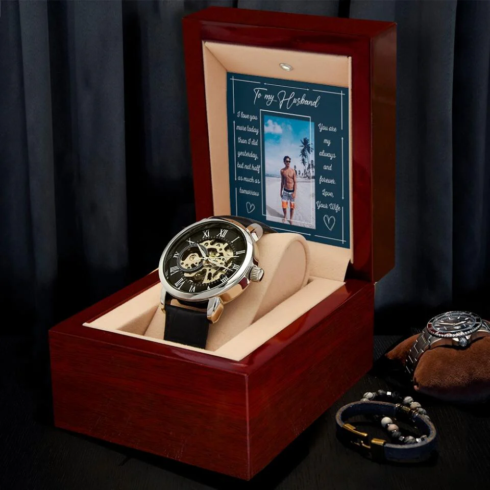 To My Husband from Wife, Personalized Men's Luxury Watch, Wedding Anniversary Gift for Him - Image 6