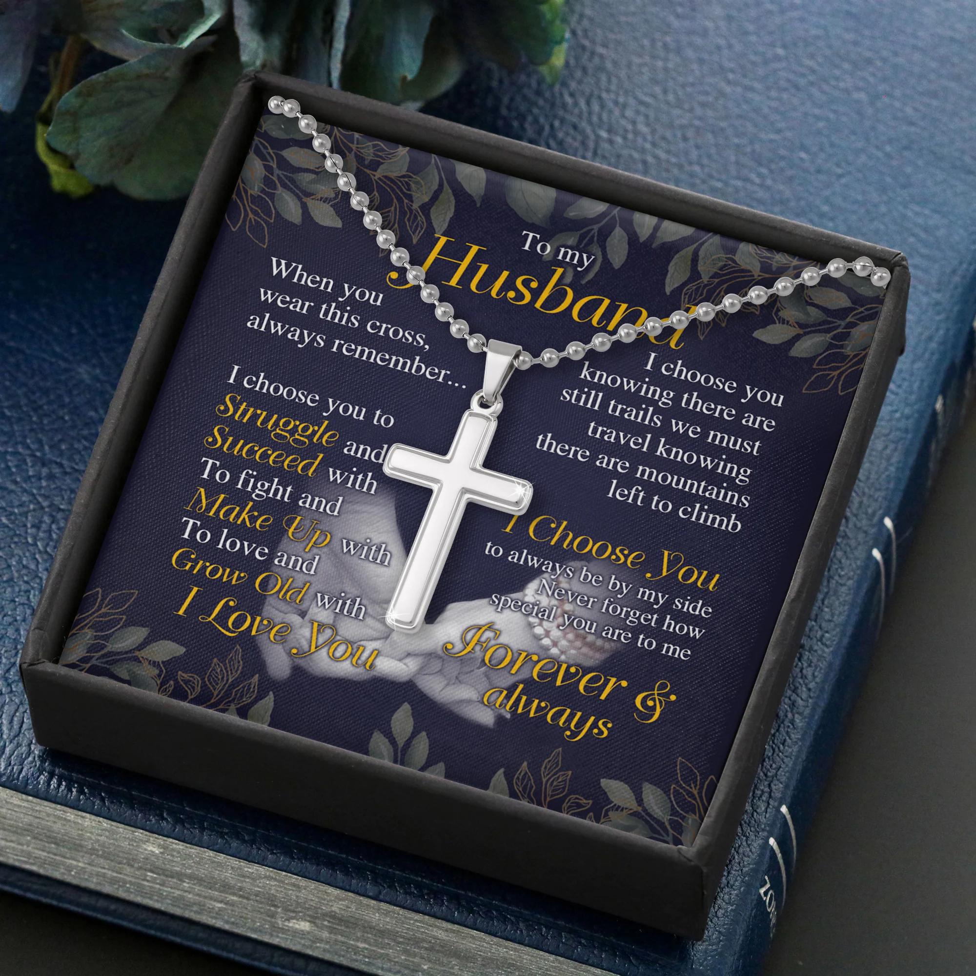 To My Husband Stainless Ballchain Necklace - Image 3