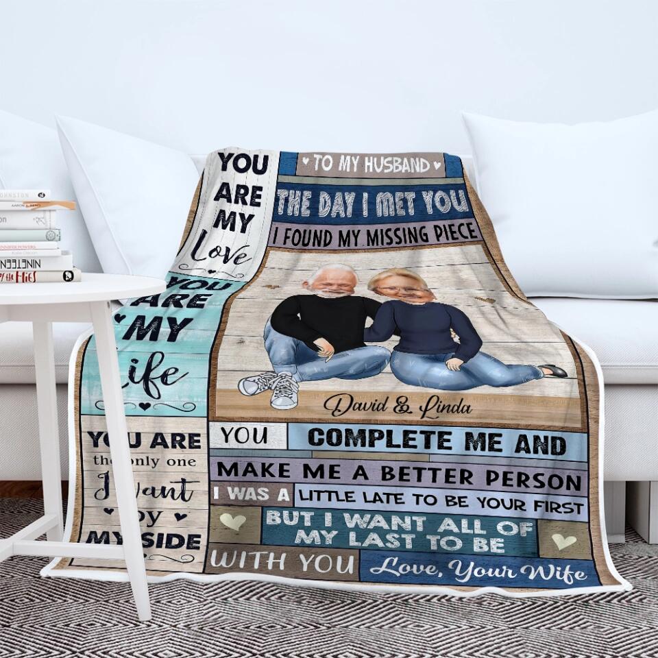 To My Husband, The day I meet You I found my Missing Piece - Best custom Photo and Name Fleece Blanket Birthday Anniversary Gift Idea for Husband/ For Him - 212IHNLNBL887 - Image 10
