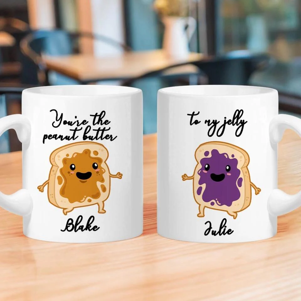 You Are Peanut Butter to My Jelly Personalized Mug Couple Gift - Image 2