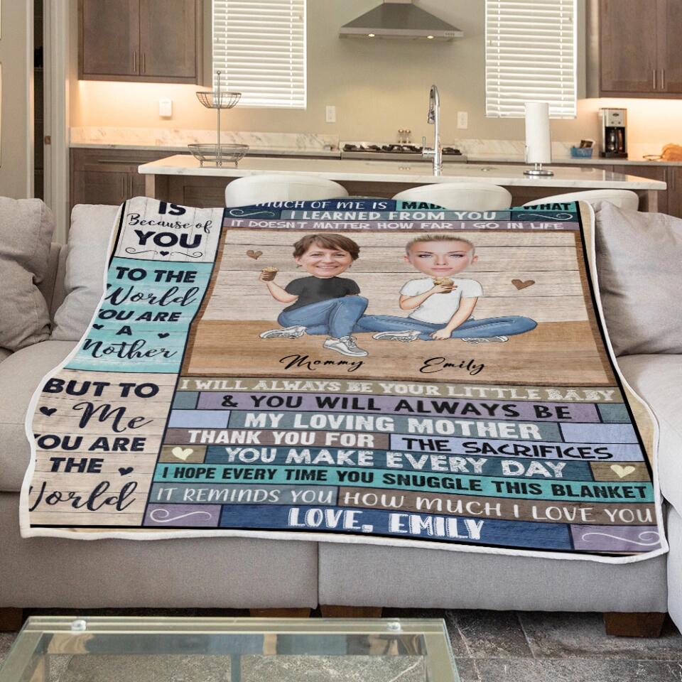 To My Mom Everything I Am Is Because Of You - Personalized Upload Photo Blanket - Best Gift For Mom From Daughter Anniversary Gift - 212IHNVSBL910 - Image 4