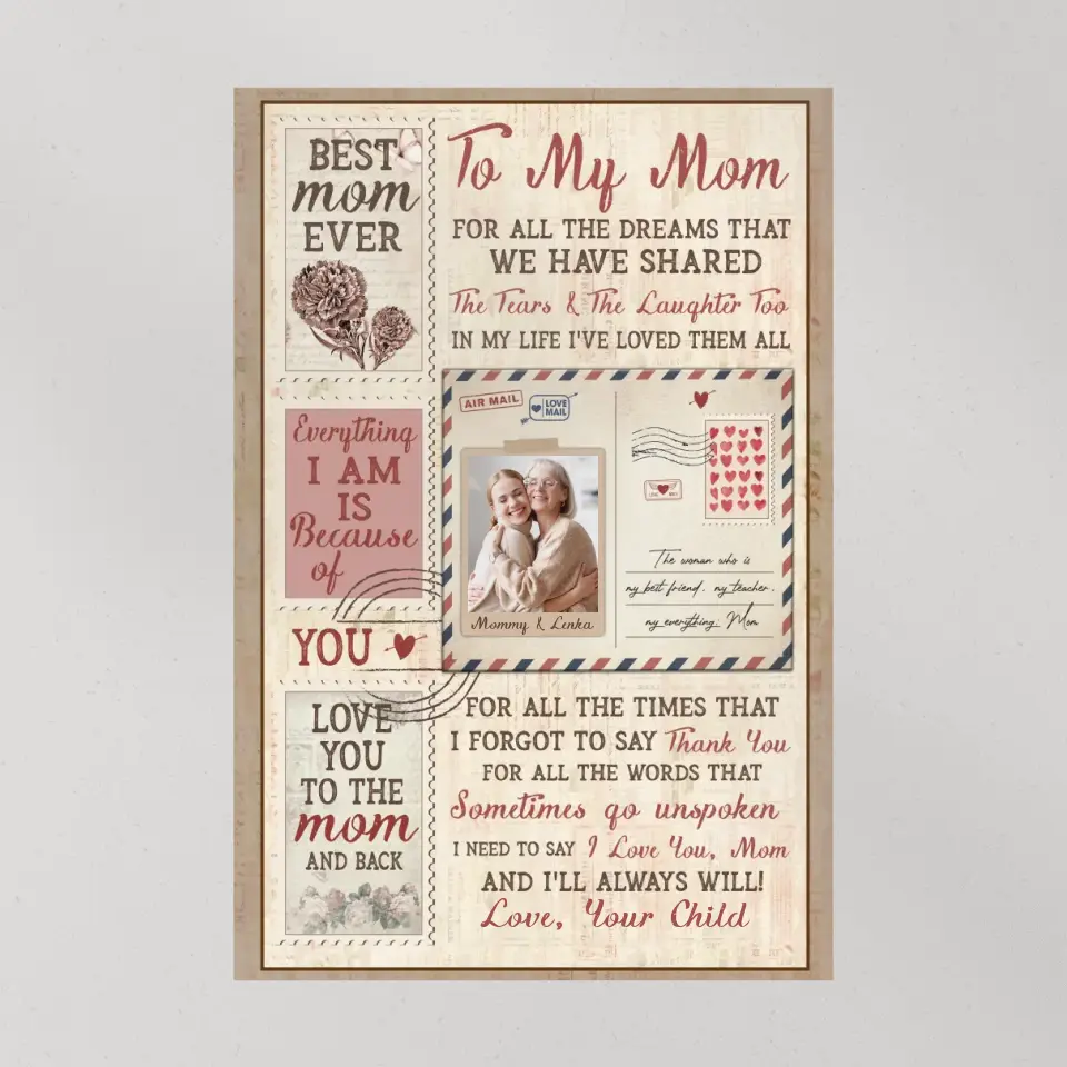 To My Mom For All The Dreams Letter Style - Custom Canvas Poster - Birthday Gift For Mom - Image 10