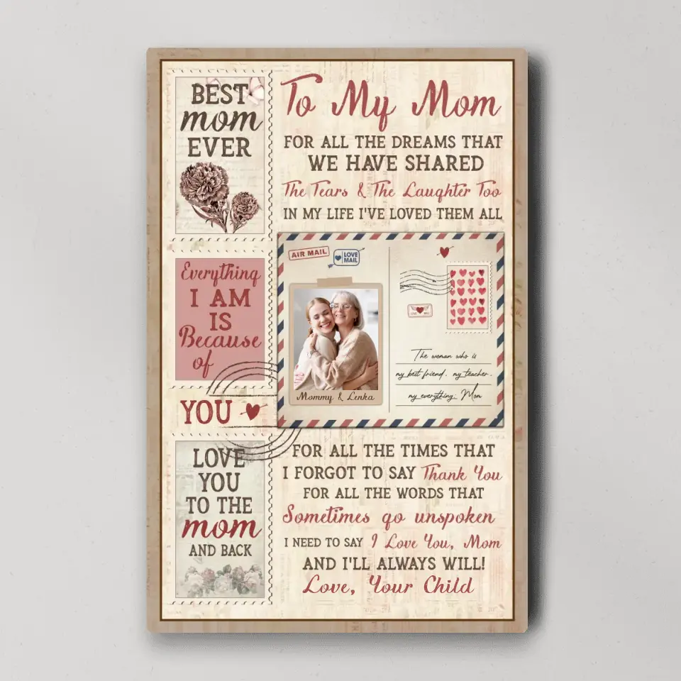To My Mom For All The Dreams Letter Style - Custom Canvas Poster - Birthday Gift For Mom - Image 4