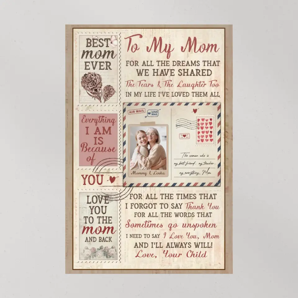 To My Mom For All The Dreams Letter Style - Custom Canvas Poster - Birthday Gift For Mom - Image 9
