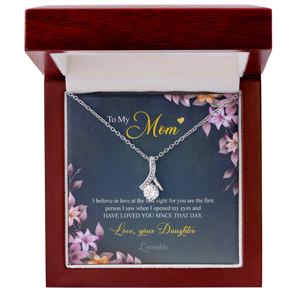 To my Mom, I believe in love at the first sight for you are the first person White Gold Necklace - Image 4