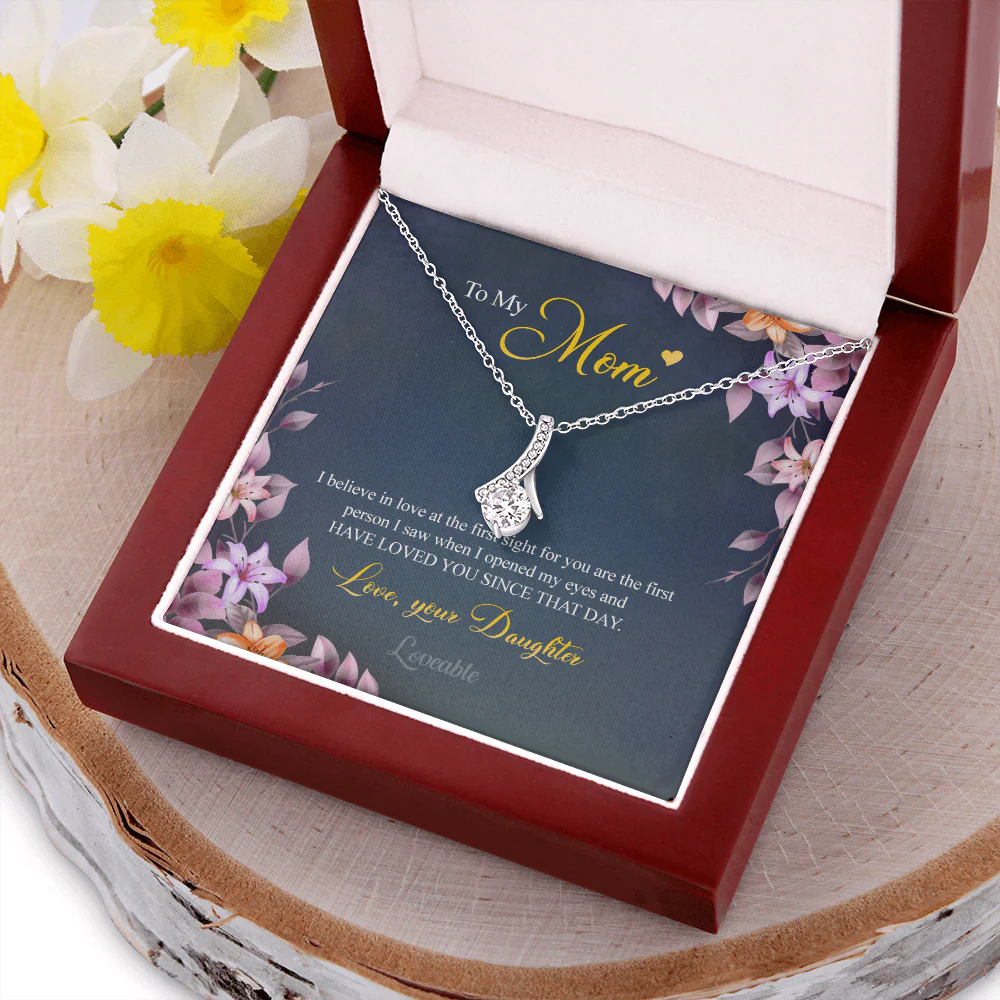To my Mom, I believe in love at the first sight for you are the first person White Gold Necklace - Image 5